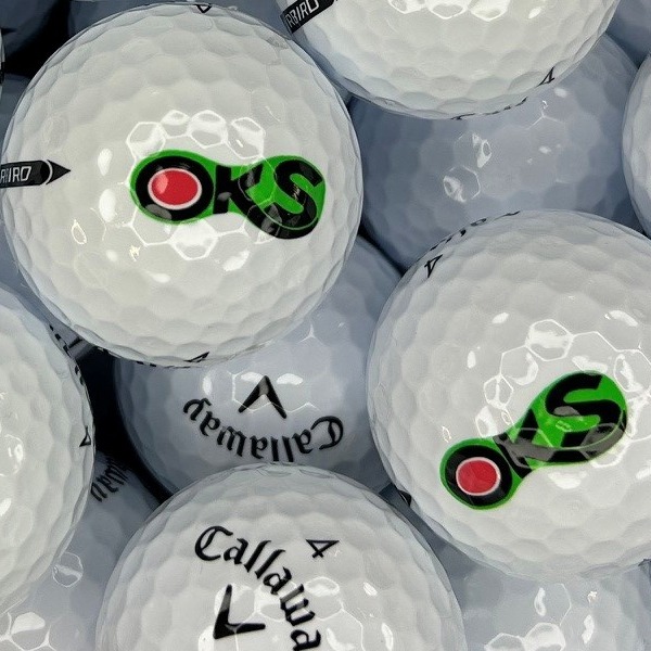 Callaway custom golf balls printed with a green and red logo