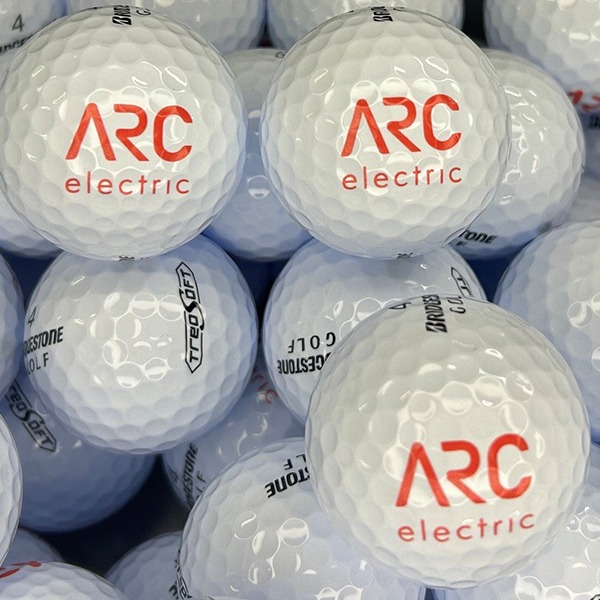 Bridgestone custom golf balls printed with a red company logo