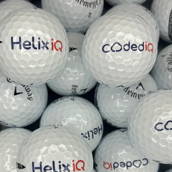 Callaway golf balls printed with two different blue company logos