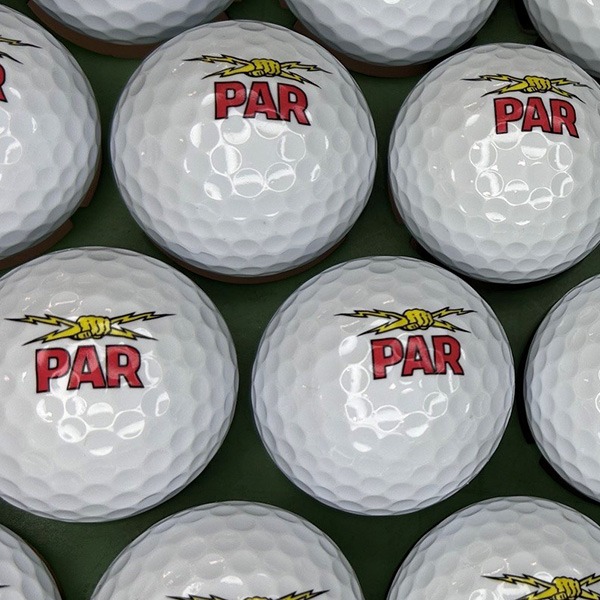 Custom logo golf balls with a full-color printed design