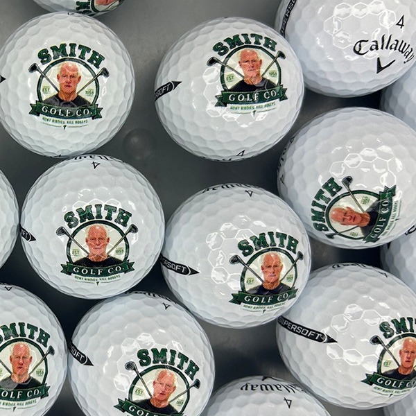 Callaway personalized golf balls printed with a full-color portrait logo