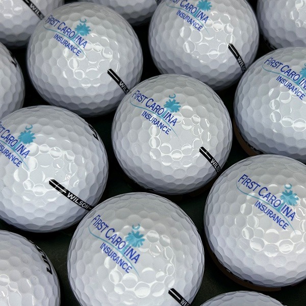 Wilson custom golf balls printed with a full-color logo