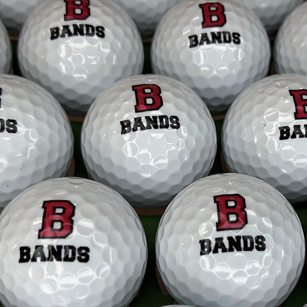 Custom logo golf balls with red and black printed branding