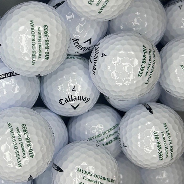 Callaway custom golf balls printed with green company branding