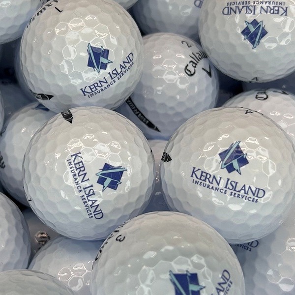 Callaway custom golf balls printed with a blue company logo
