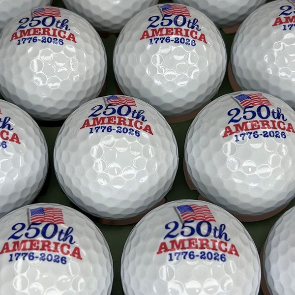 Custom golf balls celebrating the 250th anniversary of America
