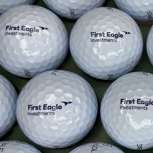 Custom logo golf balls featuring black company branding