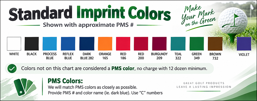 Standard Golf Ball Imprint Colors