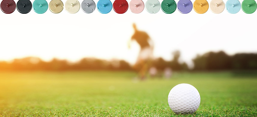 Bulk golf markers in various colors and customization options out on the green