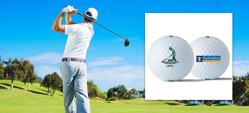 Golfer Hitting Logo Golf Balls
